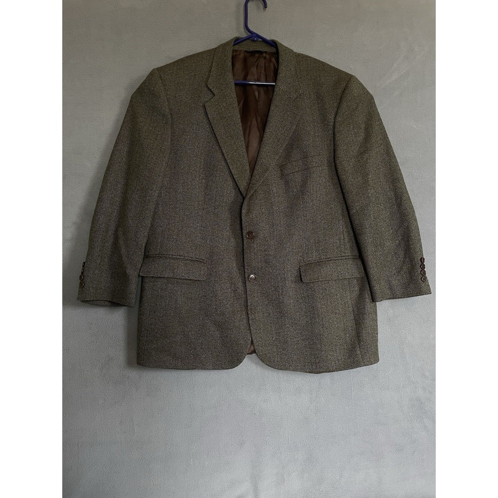 Brooks Brothers 346 Men 46R Brown Herringbone Sport Blazer 100 Lambswool